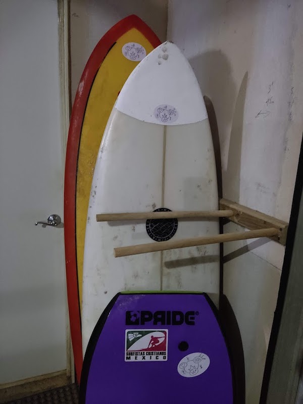Surfboards with 3 circles stickers